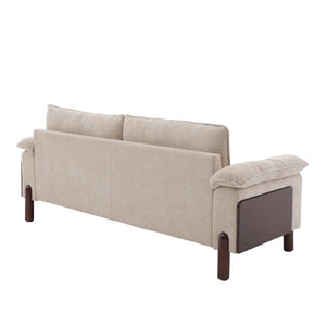 English Elm 83.5 In. Three Seat Boucle Sofa with Looped Texture and Lumbar Support for Living Rooms Beige N773IS00096B