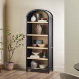 Chantelle Modern Arched Bookcase with Open Shelves Black WECHA41OS1BL0 Walker Edison