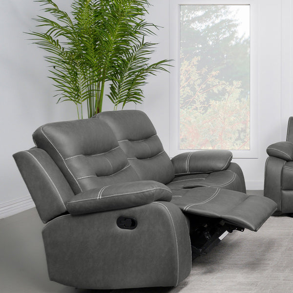 English Elm Kenneth Dark Grey Reclining Loveseat with Tufted Upholstery, Pillowtop Arms & Contrast Stitching B062P353278