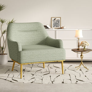 English Elm Modern Chenille Armchair with Curved Back Gold Legs Plush Accent Seat for Any Room Green N763P360684F
