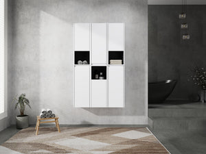 English Elm 12" Bathroom Side Cabinet - Sleek Wall-Mounted Storage With Soft-Close Doors & Modern Design W999S00283