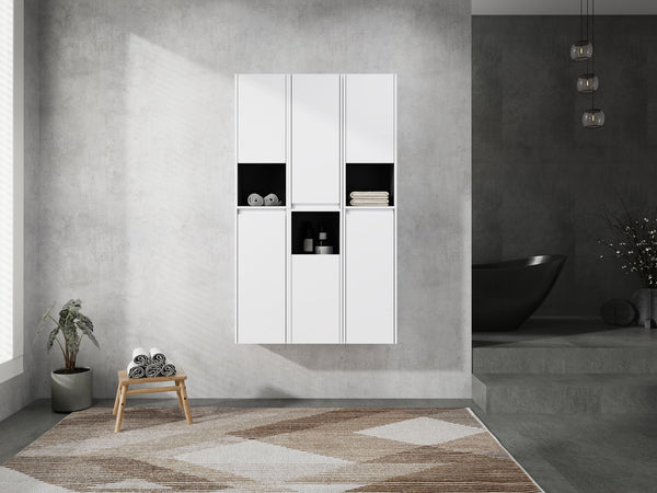 English Elm 12" Bathroom Side Cabinet - Sleek Wall-Mounted Storage With Soft-Close Doors & Modern Design W999S00283