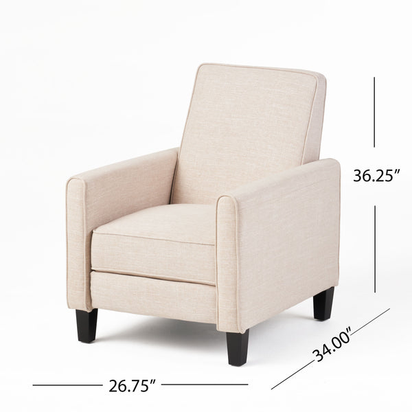 English Elm Christopher Knight Home® - Light Beige Linen Push Back Chair with Plush Padding, Ergonomic Recline, Durable Frame for Home Comfort 52422.00FLBEI