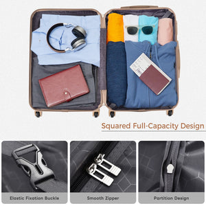 English Elm Luggage 4 Piece Abs Hard Shell Set with Spinner Wheels Tsa Lock Travel Ready N726P218511E