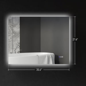 English Elm Homcom Led Backlit Bathroom Mirror, 35"X28" Anti-Fog Dimmable Vanity Mirror With Color Control & Memory W2225P229671