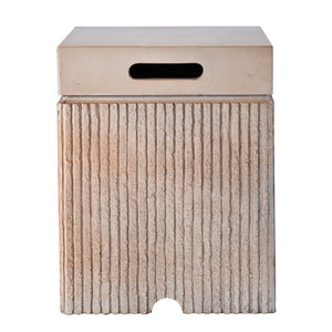 English Elm U_style Outdoor Mgo Propane Tank Cover Table Fluted Stone Finish Patio Side Accent Reddish Brown N711P410564A