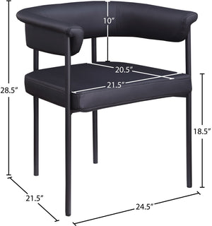 Meridian Furniture Malin Upholstered Dining Chair with Matte Black Iron Frame for Modern Rooms Black Vegan Leather 427Black-C