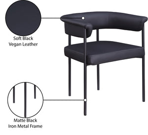 Meridian Furniture Malin Upholstered Dining Chair with Matte Black Iron Frame for Modern Rooms Black Vegan Leather 427Black-C