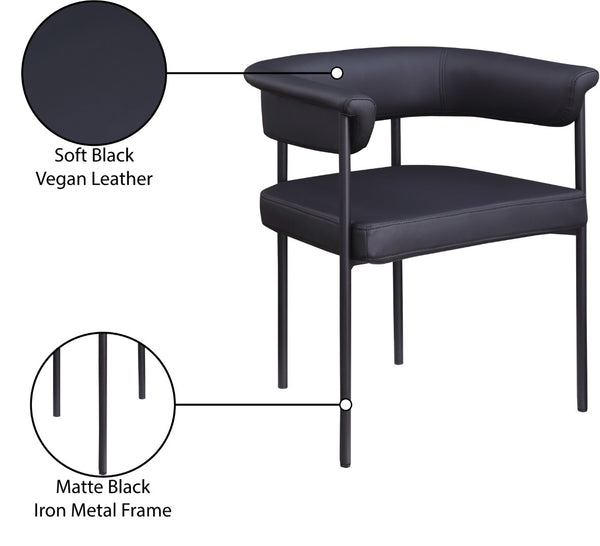 Meridian Furniture Malin Upholstered Dining Chair with Matte Black Iron Frame for Modern Rooms Black Vegan Leather 427Black-C
