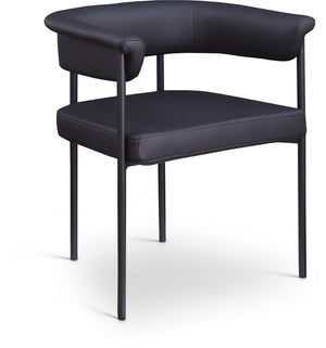Meridian Furniture Malin Upholstered Dining Chair with Matte Black Iron Frame for Modern Rooms Black Vegan Leather 427Black-C
