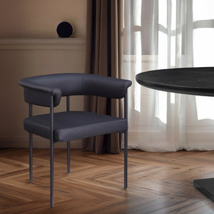 Meridian Furniture Malin Upholstered Dining Chair with Matte Black Iron Frame for Modern Rooms Black Vegan Leather 427Black-C