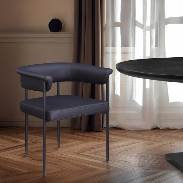 Meridian Furniture Malin Upholstered Dining Chair with Matte Black Iron Frame for Modern Rooms Black Vegan Leather 427Black-C