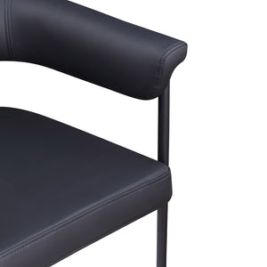Meridian Furniture Malin Upholstered Dining Chair with Matte Black Iron Frame for Modern Rooms Black Vegan Leather 427Black-C