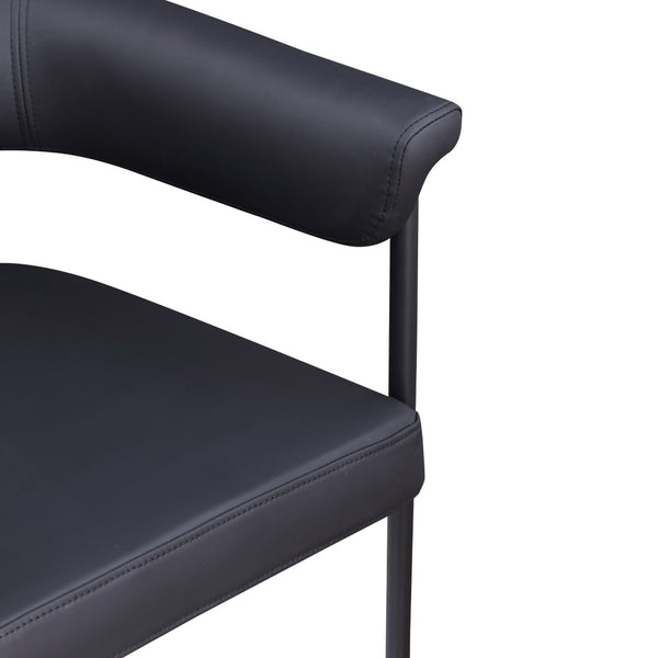 Meridian Furniture Malin Upholstered Dining Chair with Matte Black Iron Frame for Modern Rooms Black Vegan Leather 427Black-C