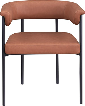 Meridian Furniture Malin Upholstered Dining Chair with Matte Black Iron Frame for Modern Rooms Cognac Vegan Leather 427Cognac-C