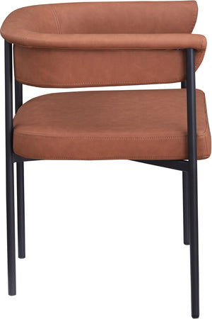 Meridian Furniture Malin Upholstered Dining Chair with Matte Black Iron Frame for Modern Rooms Cognac Vegan Leather 427Cognac-C