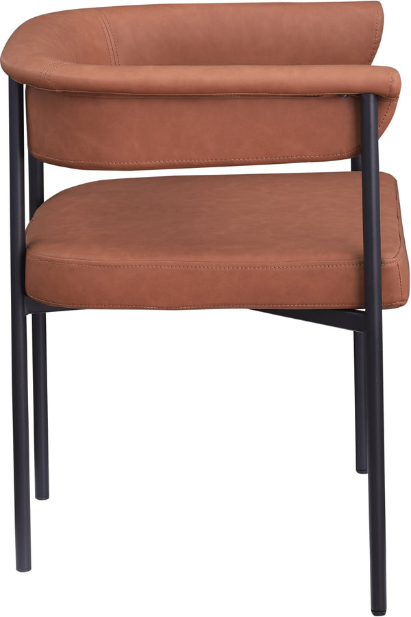 Meridian Furniture Malin Upholstered Dining Chair with Matte Black Iron Frame for Modern Rooms Cognac Vegan Leather 427Cognac-C