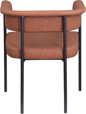 Meridian Furniture Malin Upholstered Dining Chair with Matte Black Iron Frame for Modern Rooms Cognac Vegan Leather 427Cognac-C