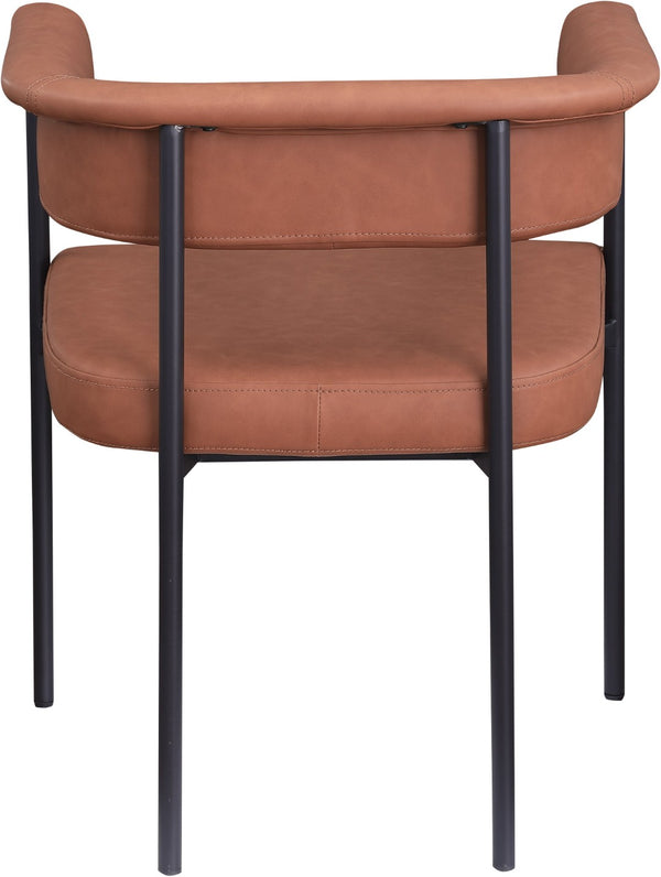 Meridian Furniture Malin Upholstered Dining Chair with Matte Black Iron Frame for Modern Rooms Cognac Vegan Leather 427Cognac-C