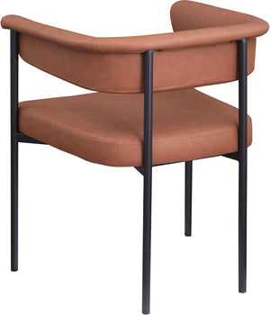 Meridian Furniture Malin Upholstered Dining Chair with Matte Black Iron Frame for Modern Rooms Cognac Vegan Leather 427Cognac-C