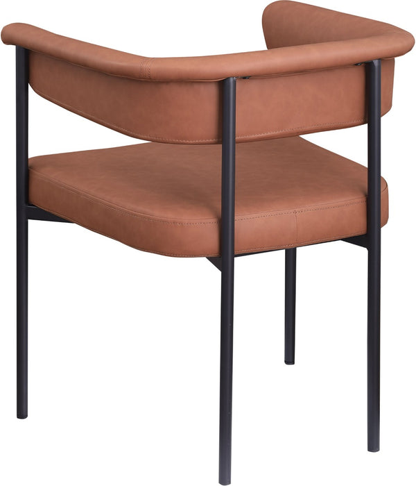 Meridian Furniture Malin Upholstered Dining Chair with Matte Black Iron Frame for Modern Rooms Cognac Vegan Leather 427Cognac-C