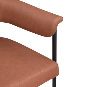 Meridian Furniture Malin Upholstered Dining Chair with Matte Black Iron Frame for Modern Rooms Cognac Vegan Leather 427Cognac-C