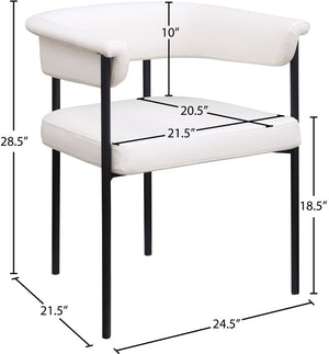 Meridian Furniture Malin Upholstered Dining Chair with Matte Black Iron Frame for Modern Rooms Cream Vegan Leather 427Cream-C