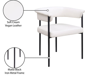 Meridian Furniture Malin Upholstered Dining Chair with Matte Black Iron Frame for Modern Rooms Cream Vegan Leather 427Cream-C