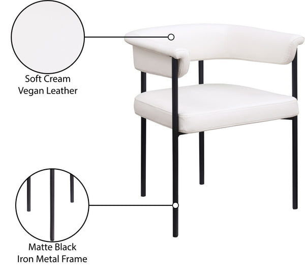 Meridian Furniture Malin Upholstered Dining Chair with Matte Black Iron Frame for Modern Rooms Cream Vegan Leather 427Cream-C