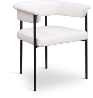 Meridian Furniture Malin Upholstered Dining Chair with Matte Black Iron Frame for Modern Rooms Cream Vegan Leather 427Cream-C