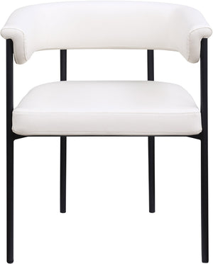 Meridian Furniture Malin Upholstered Dining Chair with Matte Black Iron Frame for Modern Rooms Cream Vegan Leather 427Cream-C