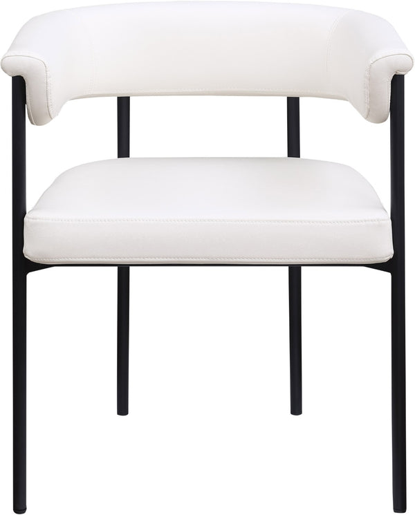 Meridian Furniture Malin Upholstered Dining Chair with Matte Black Iron Frame for Modern Rooms Cream Vegan Leather 427Cream-C
