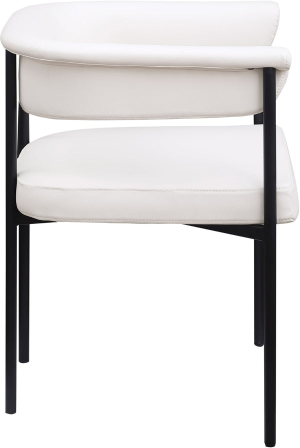 Meridian Furniture Malin Upholstered Dining Chair with Matte Black Iron Frame for Modern Rooms Cream Vegan Leather 427Cream-C