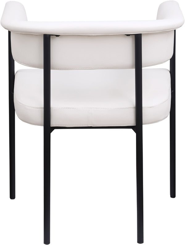Meridian Furniture Malin Upholstered Dining Chair with Matte Black Iron Frame for Modern Rooms Cream Vegan Leather 427Cream-C