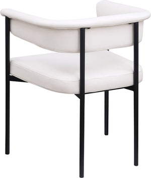 Meridian Furniture Malin Upholstered Dining Chair with Matte Black Iron Frame for Modern Rooms Cream Vegan Leather 427Cream-C