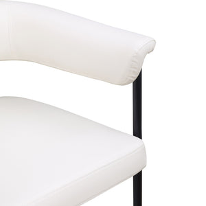 Meridian Furniture Malin Upholstered Dining Chair with Matte Black Iron Frame for Modern Rooms Cream Vegan Leather 427Cream-C