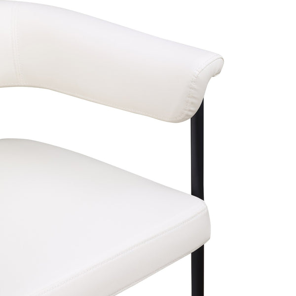 Meridian Furniture Malin Upholstered Dining Chair with Matte Black Iron Frame for Modern Rooms Cream Vegan Leather 427Cream-C