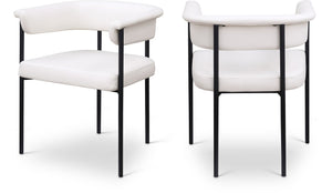 Meridian Furniture Malin Upholstered Dining Chair with Matte Black Iron Frame for Modern Rooms Cream Vegan Leather 427Cream-C