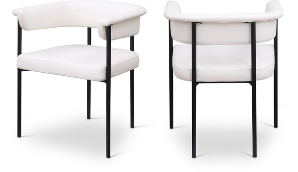 Meridian Furniture Malin Upholstered Dining Chair with Matte Black Iron Frame for Modern Rooms Cream Vegan Leather 427Cream-C