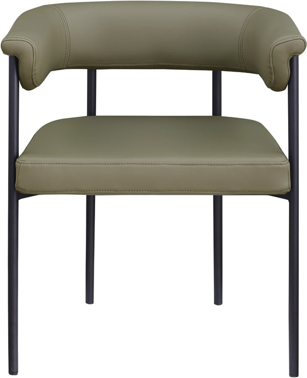 Meridian Furniture Malin Upholstered Dining Chair with Matte Black Iron Frame for Modern Rooms Olive Vegan Leather 427Olive-C
