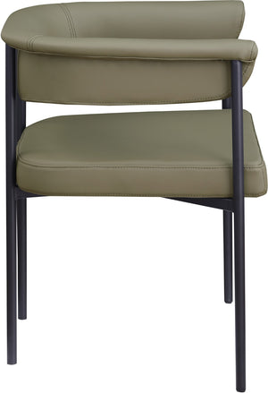Meridian Furniture Malin Upholstered Dining Chair with Matte Black Iron Frame for Modern Rooms Olive Vegan Leather 427Olive-C