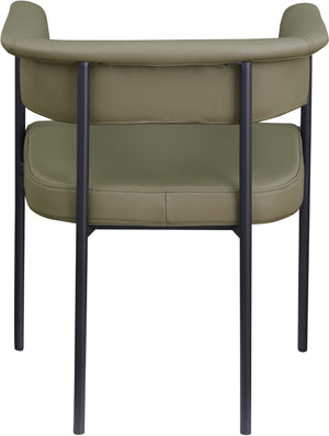 Meridian Furniture Malin Upholstered Dining Chair with Matte Black Iron Frame for Modern Rooms Olive Vegan Leather 427Olive-C