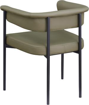 Meridian Furniture Malin Upholstered Dining Chair with Matte Black Iron Frame for Modern Rooms Olive Vegan Leather 427Olive-C