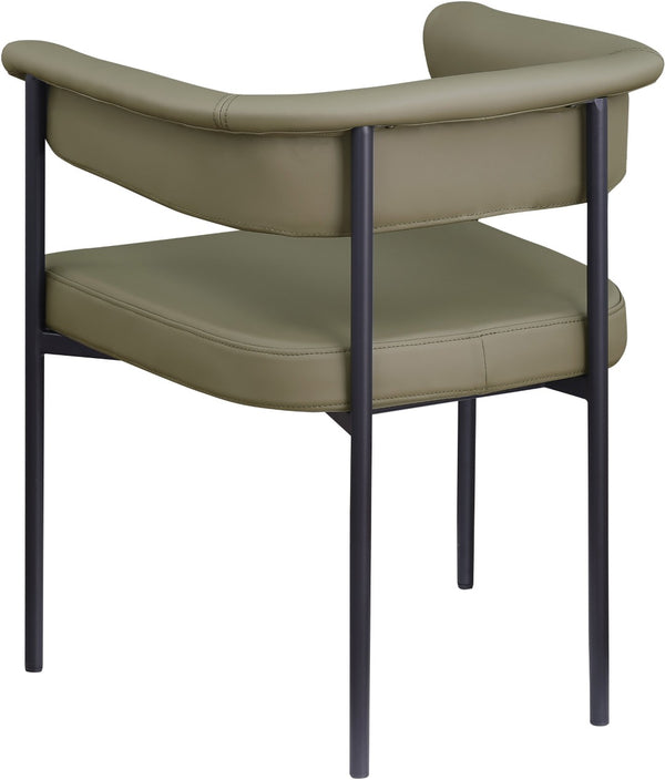 Meridian Furniture Malin Upholstered Dining Chair with Matte Black Iron Frame for Modern Rooms Olive Vegan Leather 427Olive-C