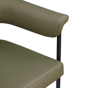 Meridian Furniture Malin Upholstered Dining Chair with Matte Black Iron Frame for Modern Rooms Olive Vegan Leather 427Olive-C