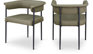 Meridian Furniture Malin Upholstered Dining Chair with Matte Black Iron Frame for Modern Rooms Olive Vegan Leather 427Olive-C