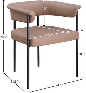 Meridian Furniture Malin Upholstered Dining Chair with Matte Black Iron Frame for Modern Rooms Tan Vegan Leather 427Tan-C