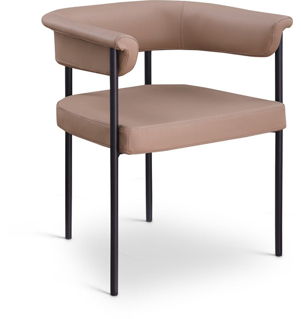 Meridian Furniture Malin Upholstered Dining Chair with Matte Black Iron Frame for Modern Rooms Tan Vegan Leather 427Tan-C