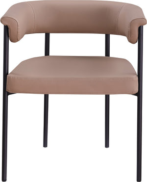 Meridian Furniture Malin Upholstered Dining Chair with Matte Black Iron Frame for Modern Rooms Tan Vegan Leather 427Tan-C