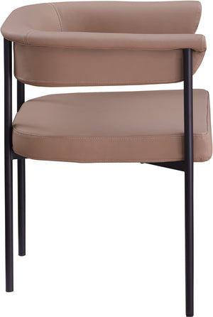 Meridian Furniture Malin Upholstered Dining Chair with Matte Black Iron Frame for Modern Rooms Tan Vegan Leather 427Tan-C